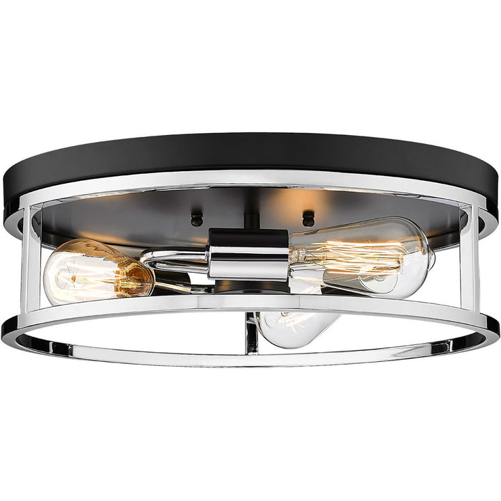 Steel Round Open Air Frame Flush Mount in Black with Chrome by Bethel