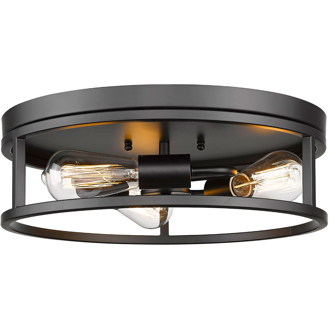 Steel Round Open Air Frame Flush Mount in Black by Bethel