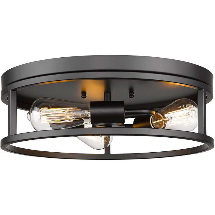 Steel Round Open Air Frame Flush Mount in Black by Bethel