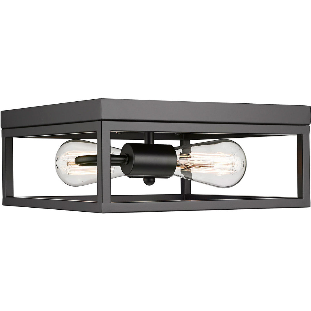 Steel Square Open Air Frame Flush Mount in Black by Bethel