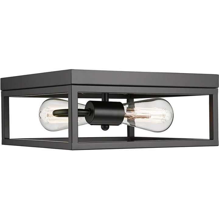 Steel Square Open Air Frame Flush Mount in Black by Bethel