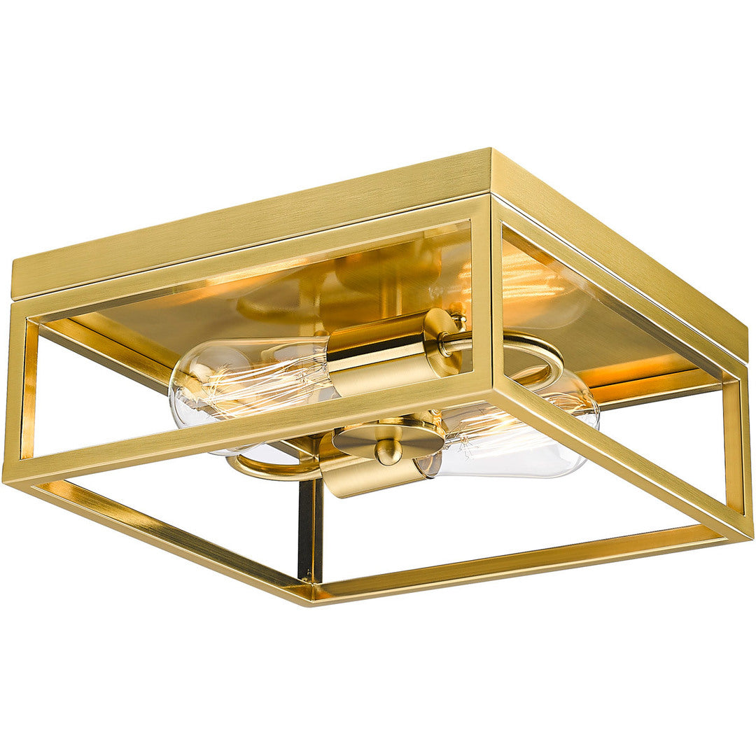 Steel Square Open Air Frame Flush Mount in Gold by Bethel
