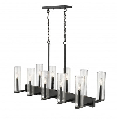 Steel Frame with Clear Cylindrical Glass Shade Linear Chandelier