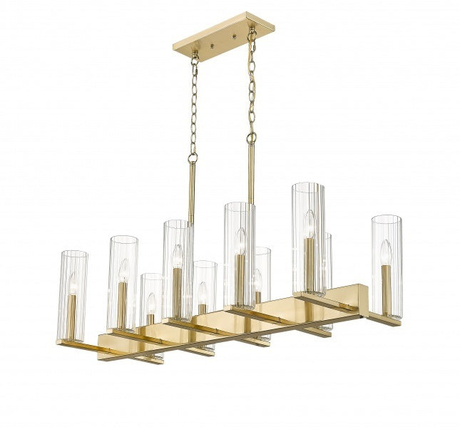 Steel Frame with Clear Cylindrical Glass Shade Linear Chandelier