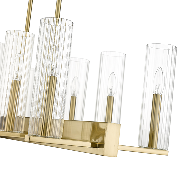 Steel Frame with Clear Cylindrical Glass Shade Linear Chandelier