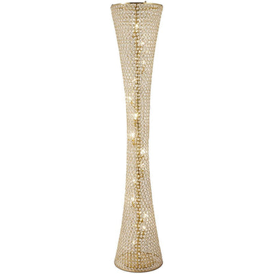 Gold Steel Frame with Clear Crystal Bead Floor Lamp - LV LIGHTING