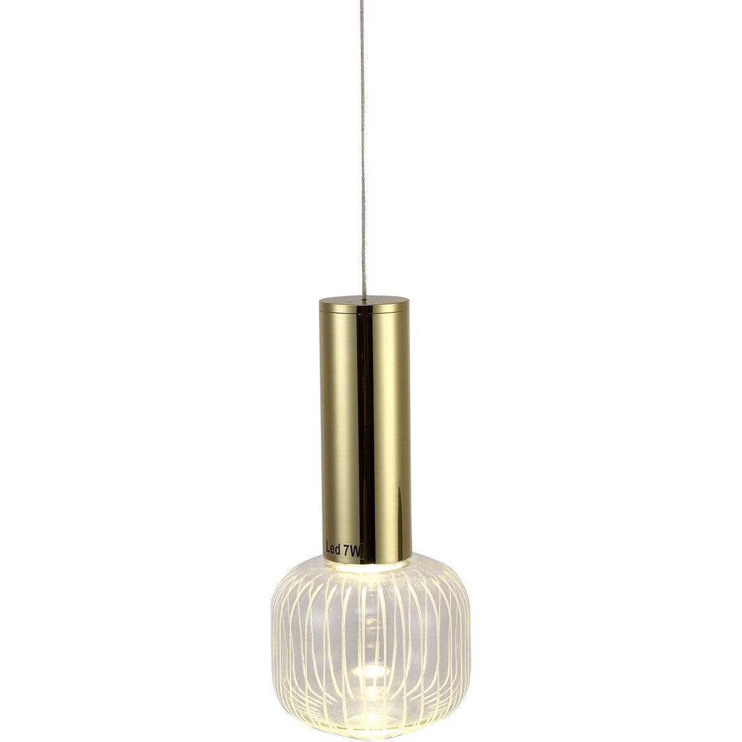 LED Gold Frame with Clear Glass Shade Pendant - LV LIGHTING