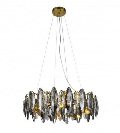 Brass Frame with Clear and Smoke Crystal Chandelier - LV LIGHTING