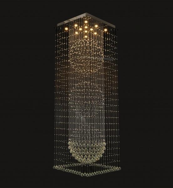 Chrome Square Frame with Clear Crystal Drop and Strand Chandelier - LV LIGHTING