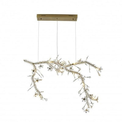 Gold Branches with Clear and Champagne Crystal Linear Chandelier - LV LIGHTING