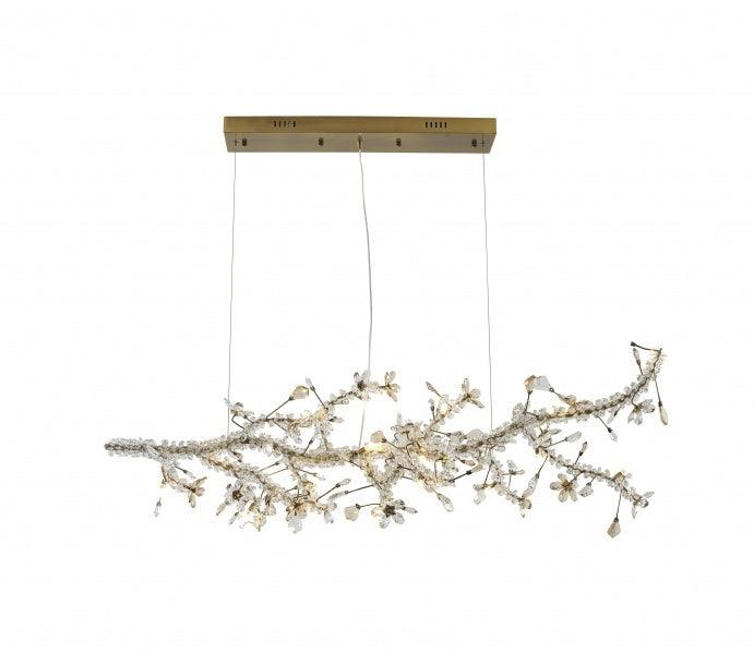 Gold Branches with Clear and Champagne Crystal Linear Chandelier - LV LIGHTING