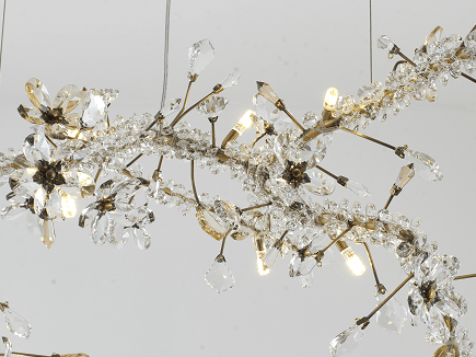 Gold Branches with Clear and Champagne Crystal Linear Chandelier - LV LIGHTING