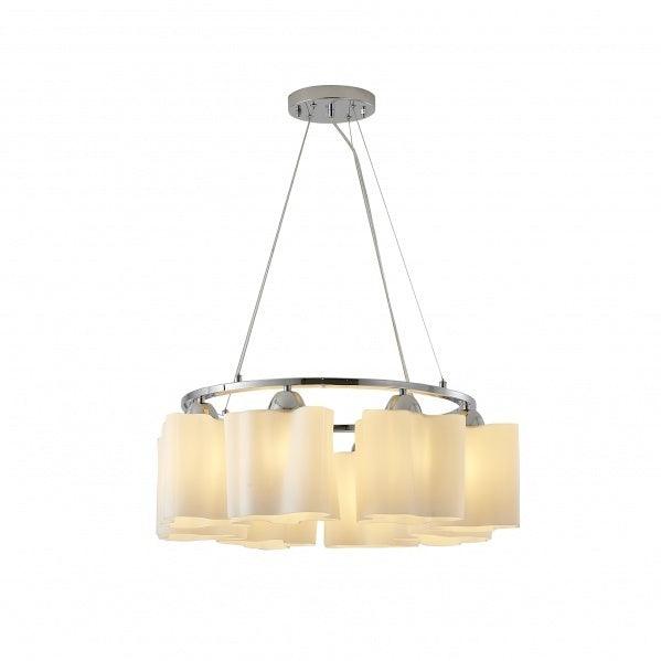 Chrome Round Frame with White Opal Glass Shade Chandelier - LV LIGHTING