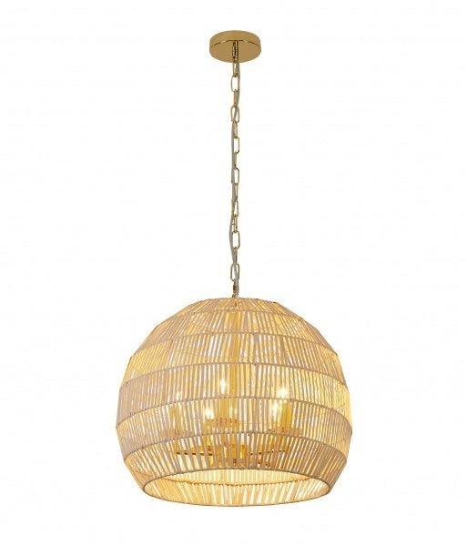 Gold Frame with Natural Vine Basket Chandelier - LV LIGHTING