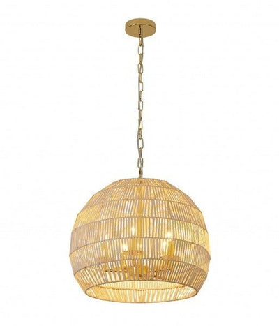 Gold Frame with Natural Vine Basket Chandelier - LV LIGHTING