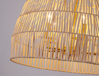 Gold with Natural Wood Vine Shade Chandelier - LV LIGHTING