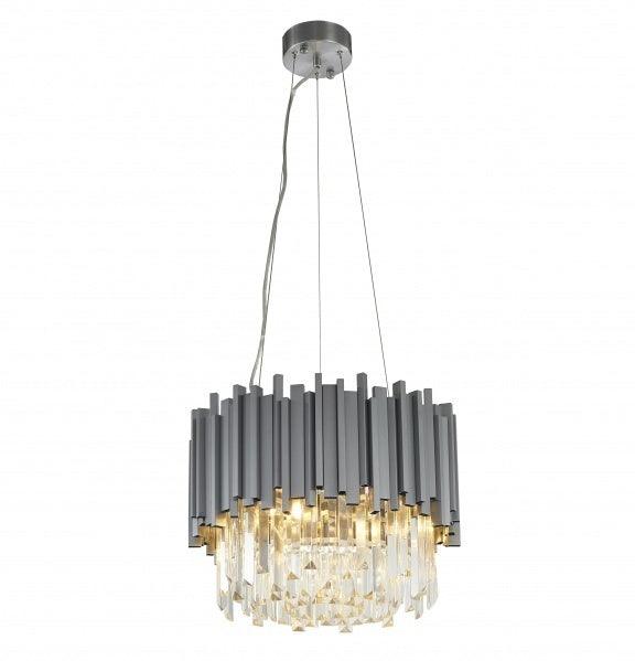 Stainless Hairline Frame with Clear Crystal Rod Diffuser Pendant / Chandelier - LV LIGHTING