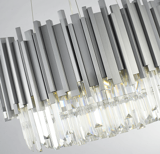 Stainless Hairline Frame with Clear Crystal Rod Diffuser Pendant / Chandelier - LV LIGHTING