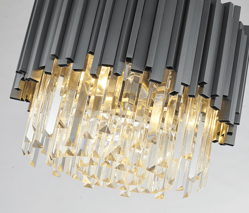 Stainless Hairline Frame with Clear Crystal Rod Diffuser Pendant / Chandelier - LV LIGHTING