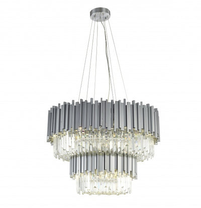 Steel Frame with Clear Crystal Rod Diffuser 2 Tier Chandelier