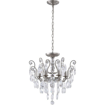 Steel Curl Arm with Clear Crystal Drop Chandelier / Flush Mount - LV LIGHTING
