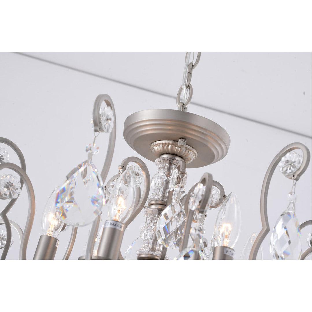 Steel Curl Arm with Clear Crystal Drop Chandelier / Flush Mount - LV LIGHTING