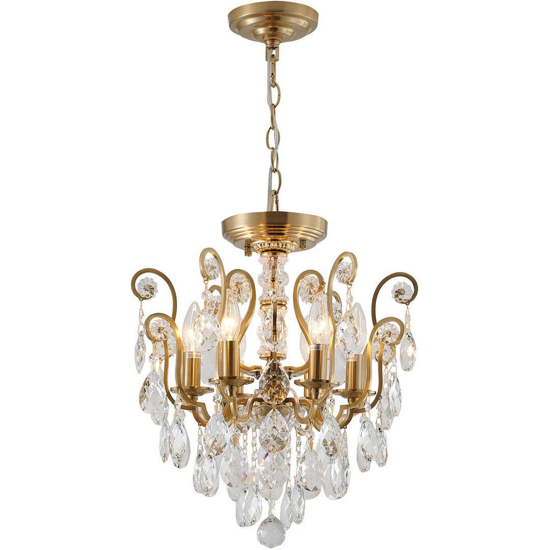 Steel Curl Arm with Clear Crystal Drop Pendant / Flush Mount Pewter - LV LIGHTING