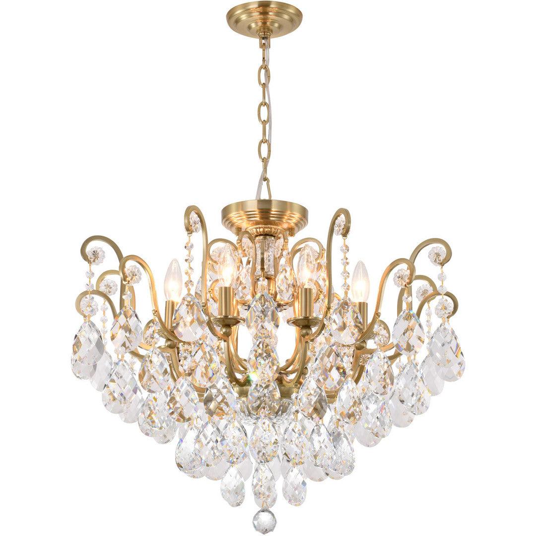 Steel Curl Arm with Clear Crystal Drop Pendant / Flush Mount Chandelier - LV LIGHTING