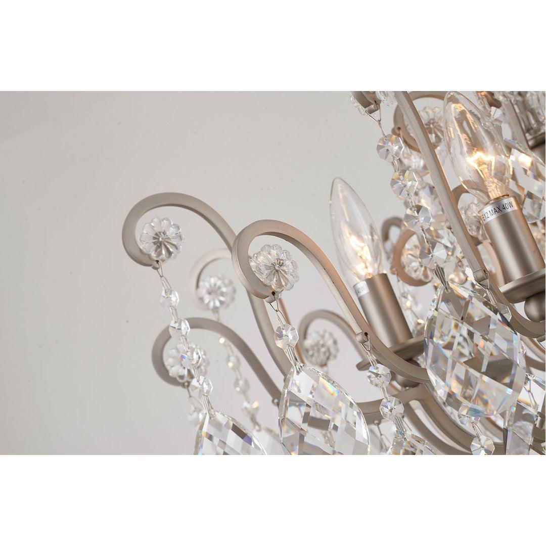 Steel Curl Arm with Clear Crystal Drop Pendant / Flush Mount Chandelier - LV LIGHTING