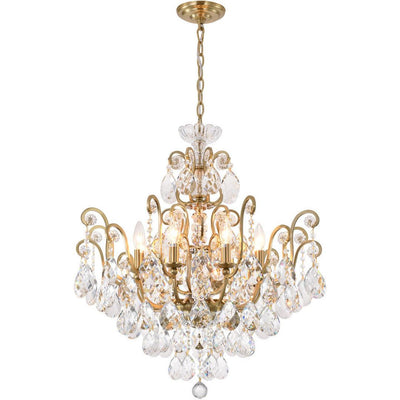 Steel Curl Arm with Clear Crystal Drop Chandelier - LV LIGHTING