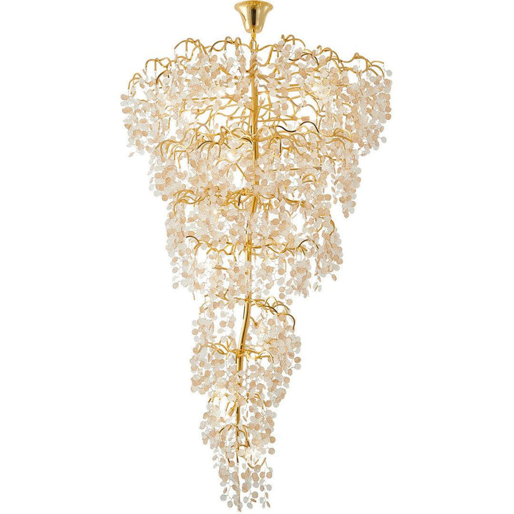 Gold Aluminum Branch with Clear and Champagne Glass Petal Diffuser Chandelier - LV LIGHTING