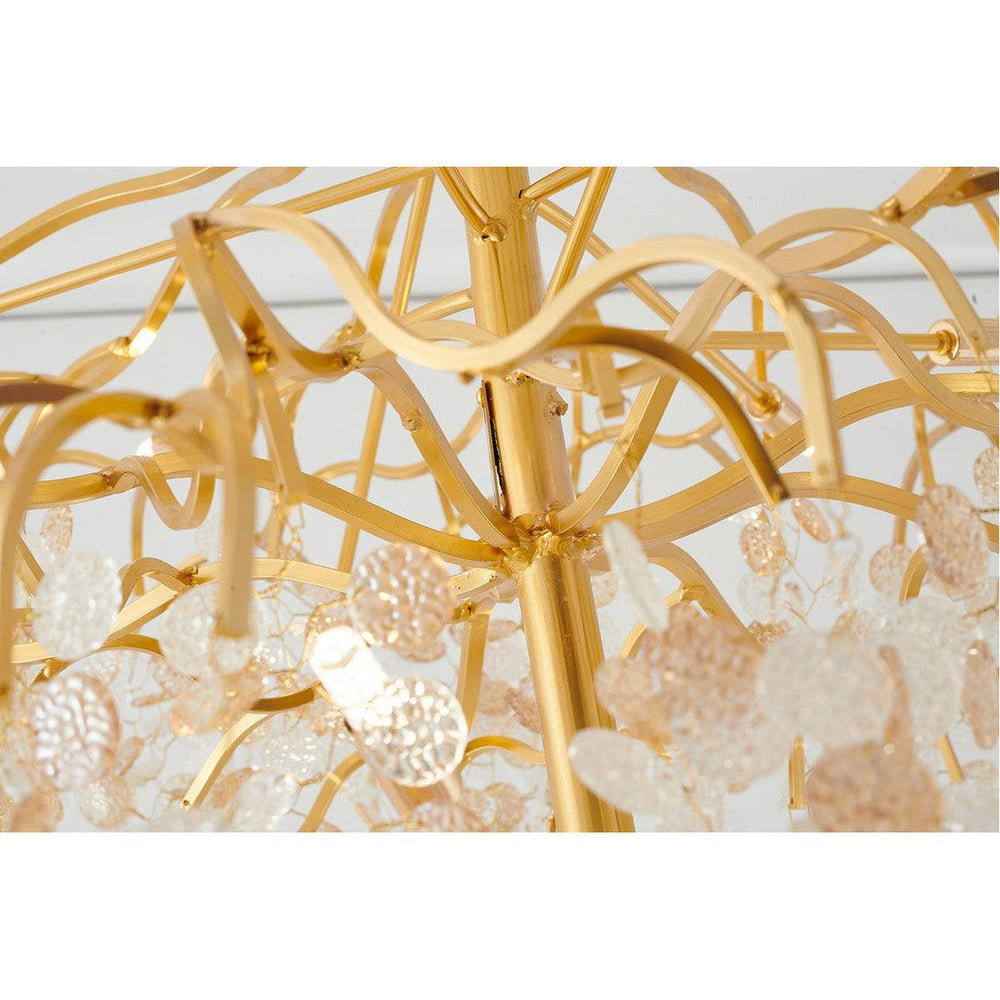 Gold Aluminum Branch with Clear and Champagne Glass Petal Diffuser Chandelier - LV LIGHTING