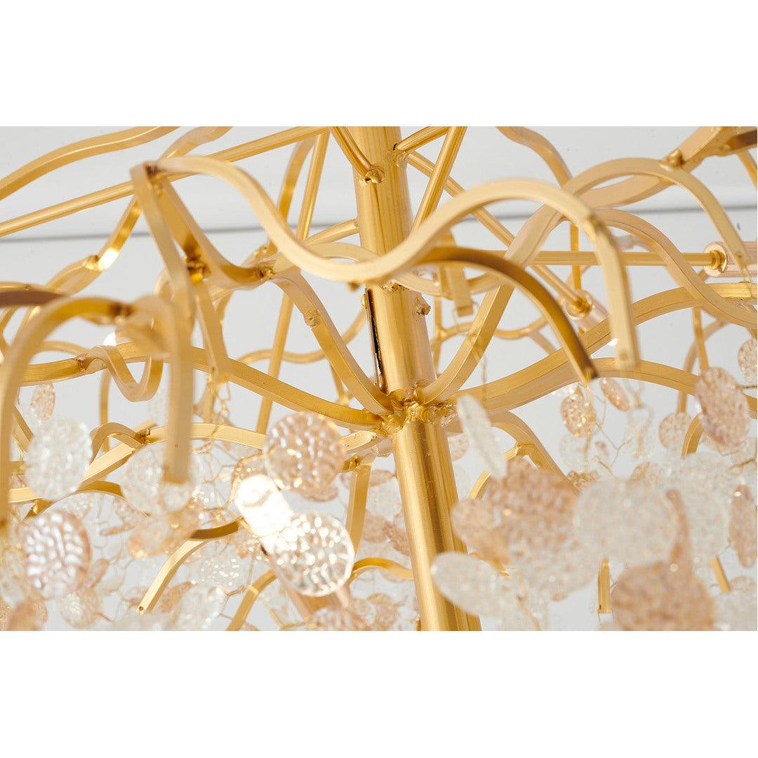 Gold Aluminum Branch with Clear and Champagne Glass Petal Diffuser Chandelier - LV LIGHTING