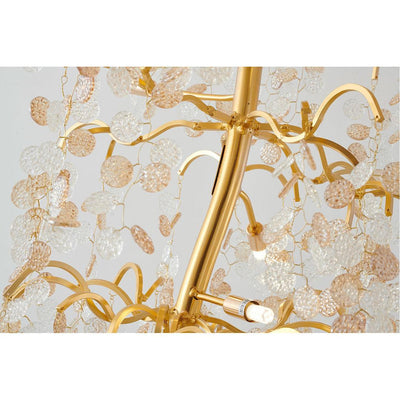 Gold Aluminum Branch with Clear and Champagne Glass Petal Diffuser Chandelier - LV LIGHTING