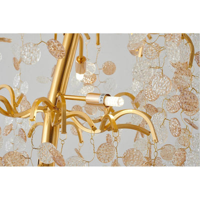 Gold Aluminum Branch with Clear and Champagne Glass Petal Diffuser Chandelier - LV LIGHTING