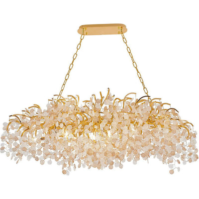 Gold Aluminum Branch with Clear and Champagne Glass Petal Diffuser Linear Chandelier - LV LIGHTING