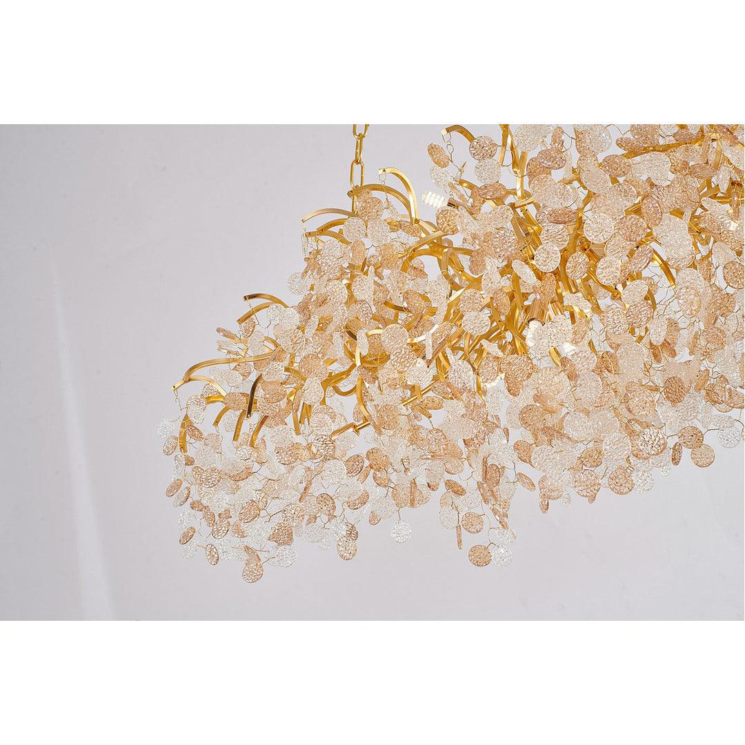 Gold Aluminum Branch with Clear and Champagne Glass Petal Diffuser Linear Chandelier - LV LIGHTING