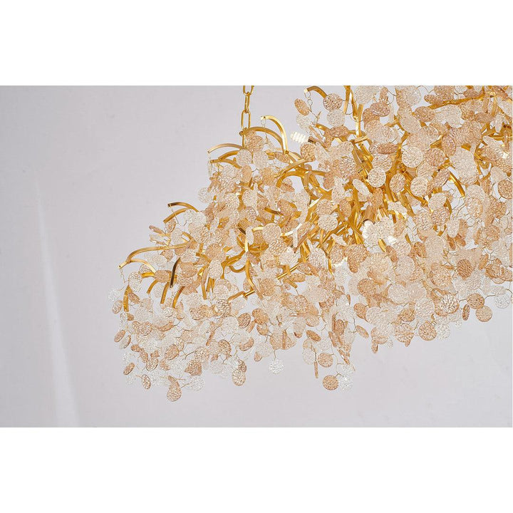 Gold Aluminum Branch with Clear and Champagne Glass Petal Diffuser Linear Chandelier - LV LIGHTING