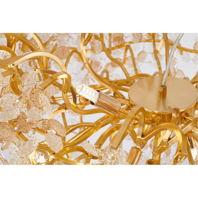 Gold Aluminum Branch with Clear and Champagne Glass Petal Diffuser Linear Chandelier - LV LIGHTING