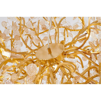 Gold Aluminum Branch with Clear and Champagne Glass Petal Diffuser Linear Chandelier - LV LIGHTING