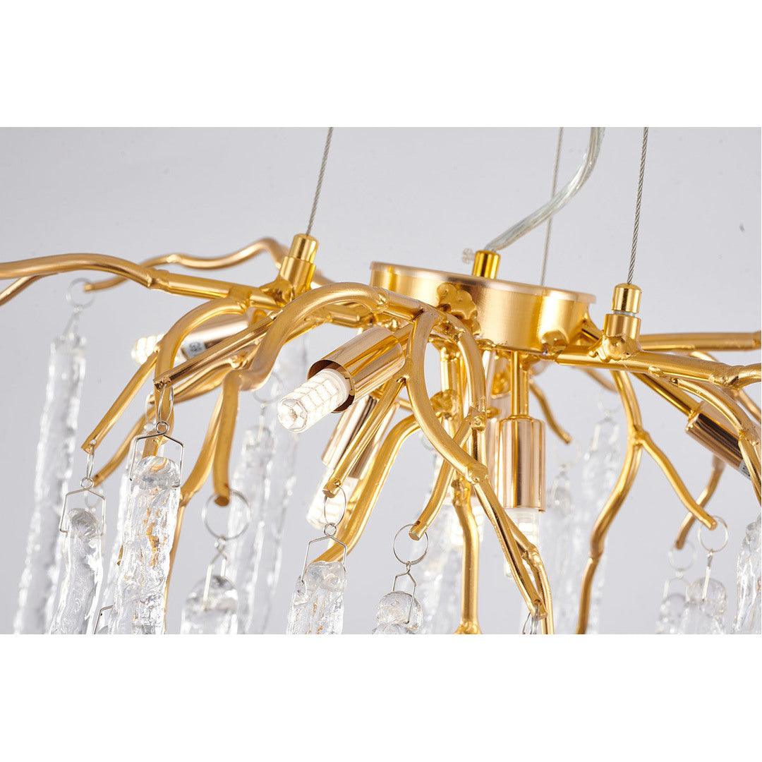 Gold Aluminum Branch with Hanging Clear Icicle Glass Chandelier - LV LIGHTING