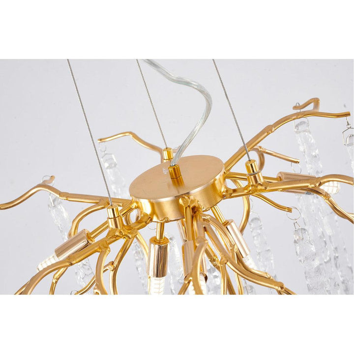 Gold Aluminum Branch with Hanging Clear Icicle Glass Chandelier - LV LIGHTING