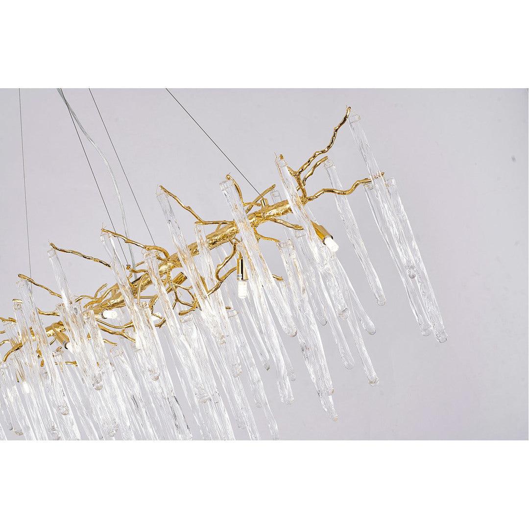 Solid Brass Branch with Hanging Clear Icicle Glass Chandelier - LV LIGHTING