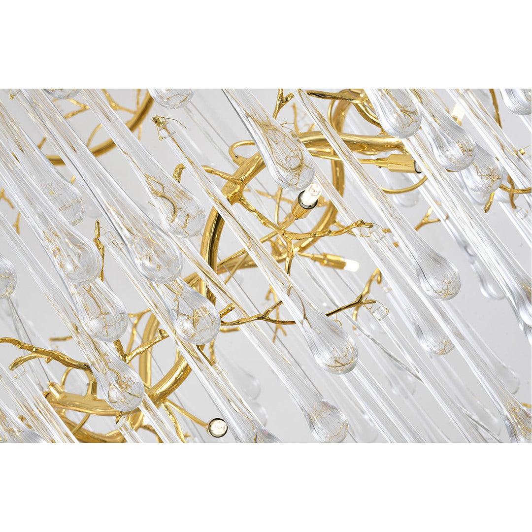 Gold Aluminum Branch Frame with Clear Teardrop Glass 3 Tier Chandelier - LV LIGHTING
