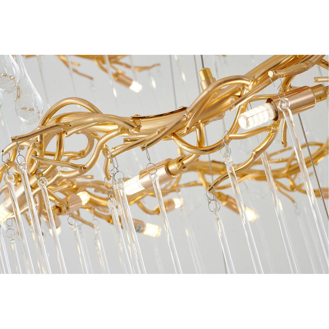 Gold Aluminum Branch Frame with Clear Teardrop Glass 3 Tier Chandelier - LV LIGHTING