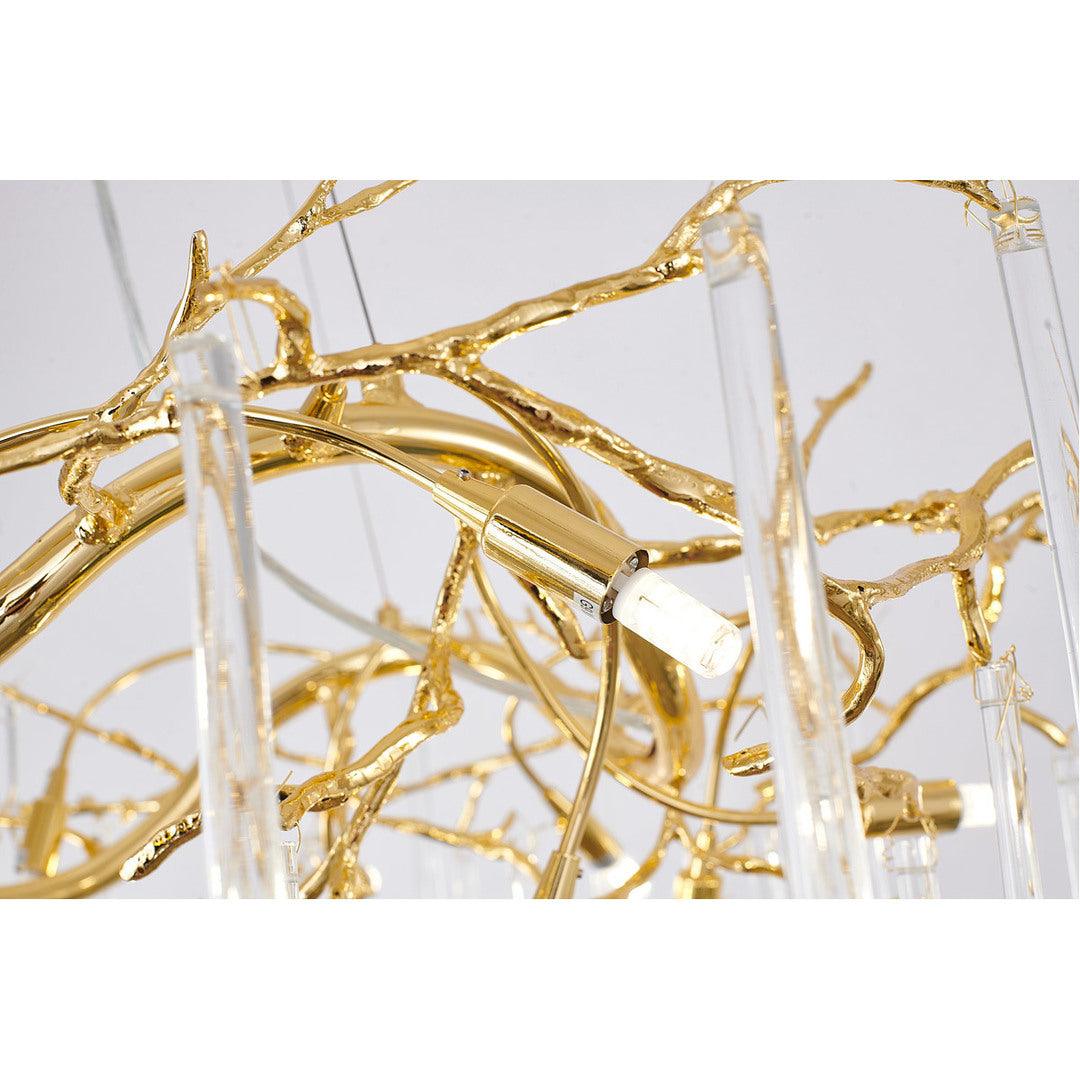 Solid Brass Branch with Clear Teardrop Glass Chandelier - LV LIGHTING