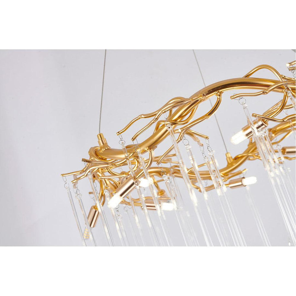Gold Aluminum Branch with Clear Teardrop Glass Chandelier - LV LIGHTING