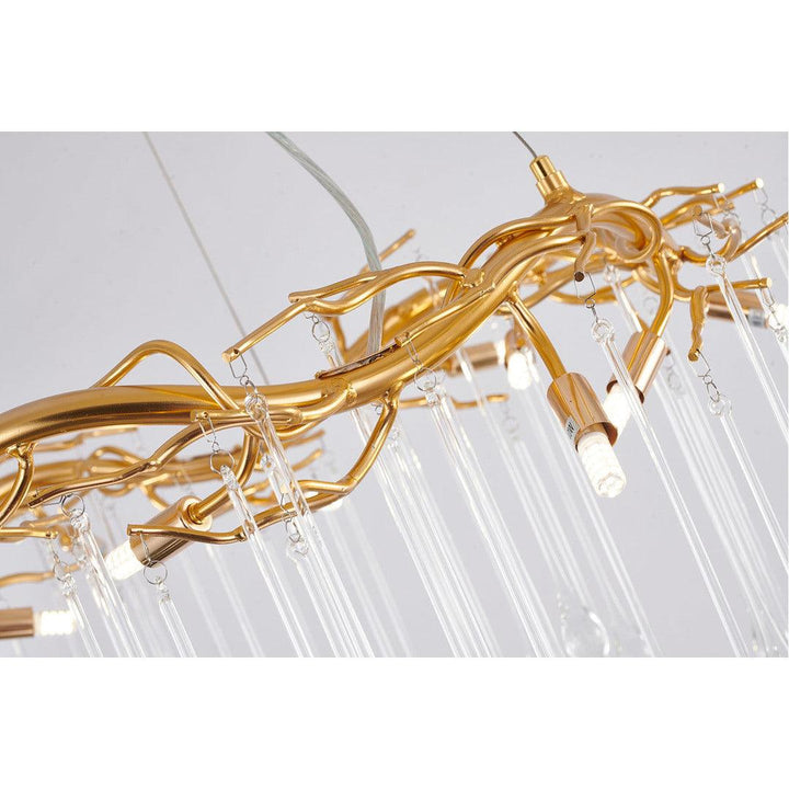 Gold Aluminum Branch with Clear Teardrop Glass Chandelier - LV LIGHTING