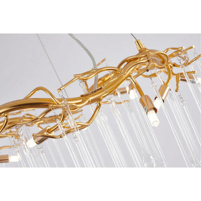 Gold Aluminum Branch with Clear Teardrop Glass Chandelier - LV LIGHTING