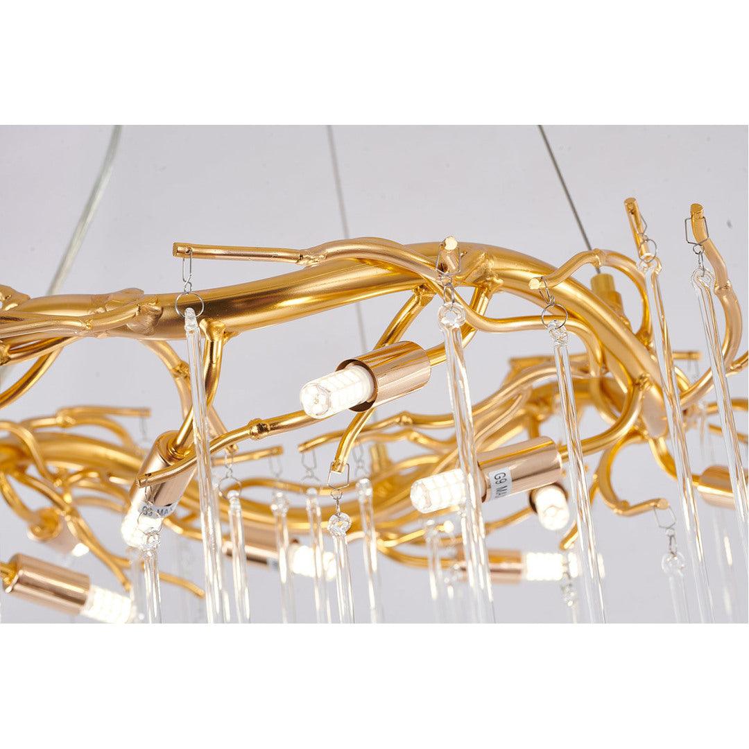 Gold Aluminum Branch with Clear Teardrop Glass Chandelier - LV LIGHTING